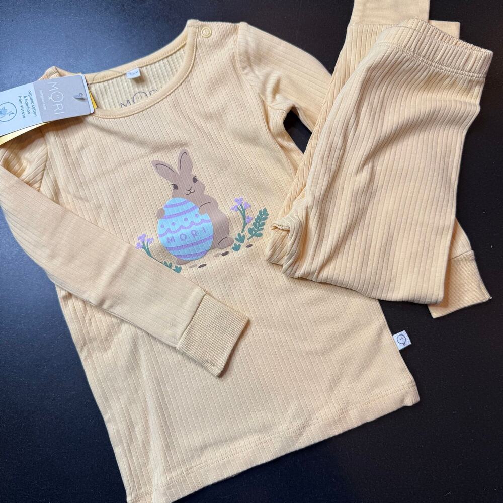 NWT MORI Organic Cotton Bamboo Ribbed Toddler Baby Pajamas Set 18-24M